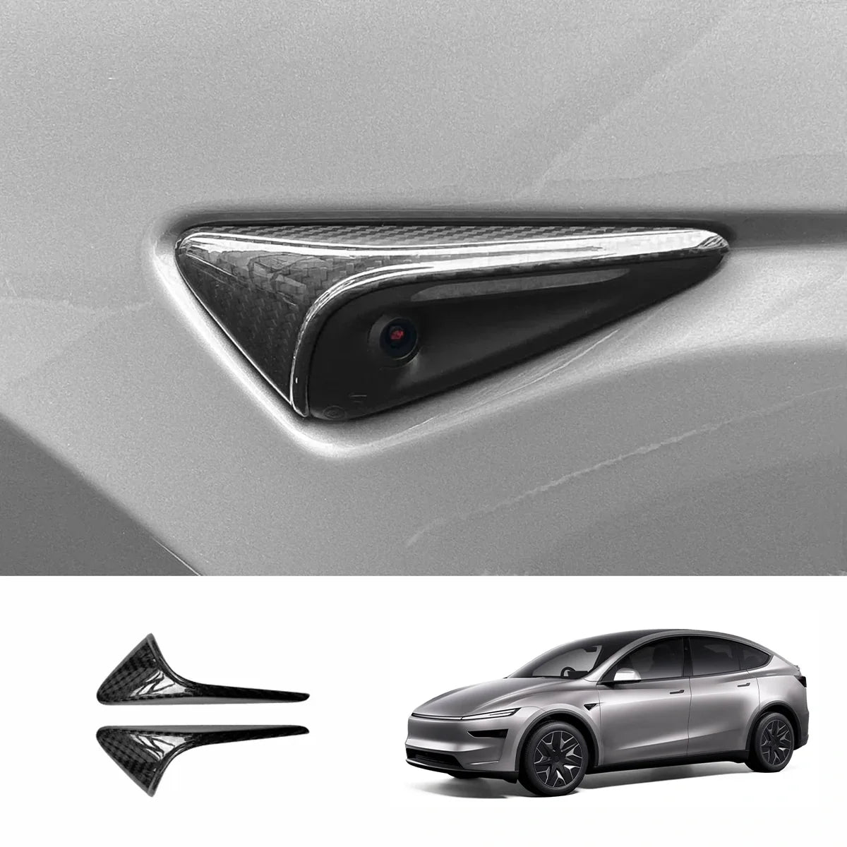[Real Carbon Fiber] Turn Signal Camera Overlay Covers For Tesla Model Y L 2026+ (2 Pcs)