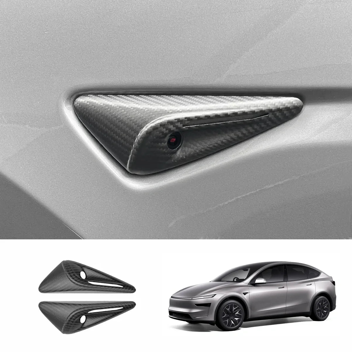 [Real Carbon Fiber] Turn Signal Camera Overlay Covers For Tesla Model Y L 2026+ (2 Pcs)