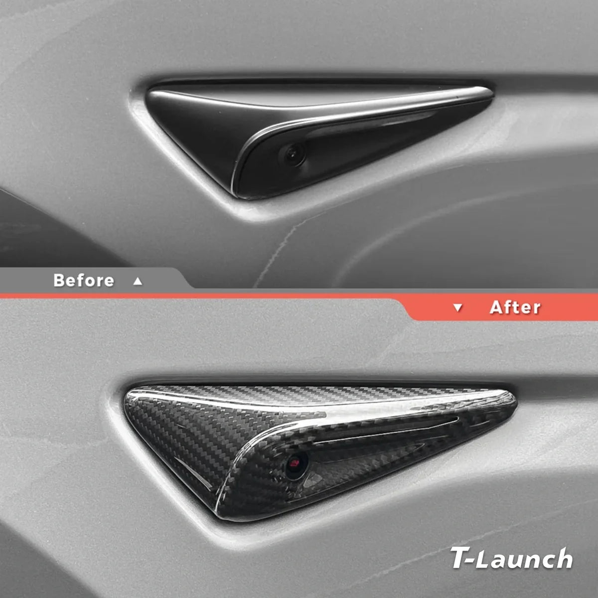 [Real Carbon Fiber] Turn Signal Camera Overlay Covers For Tesla Model Y L 2026+ (2 Pcs)