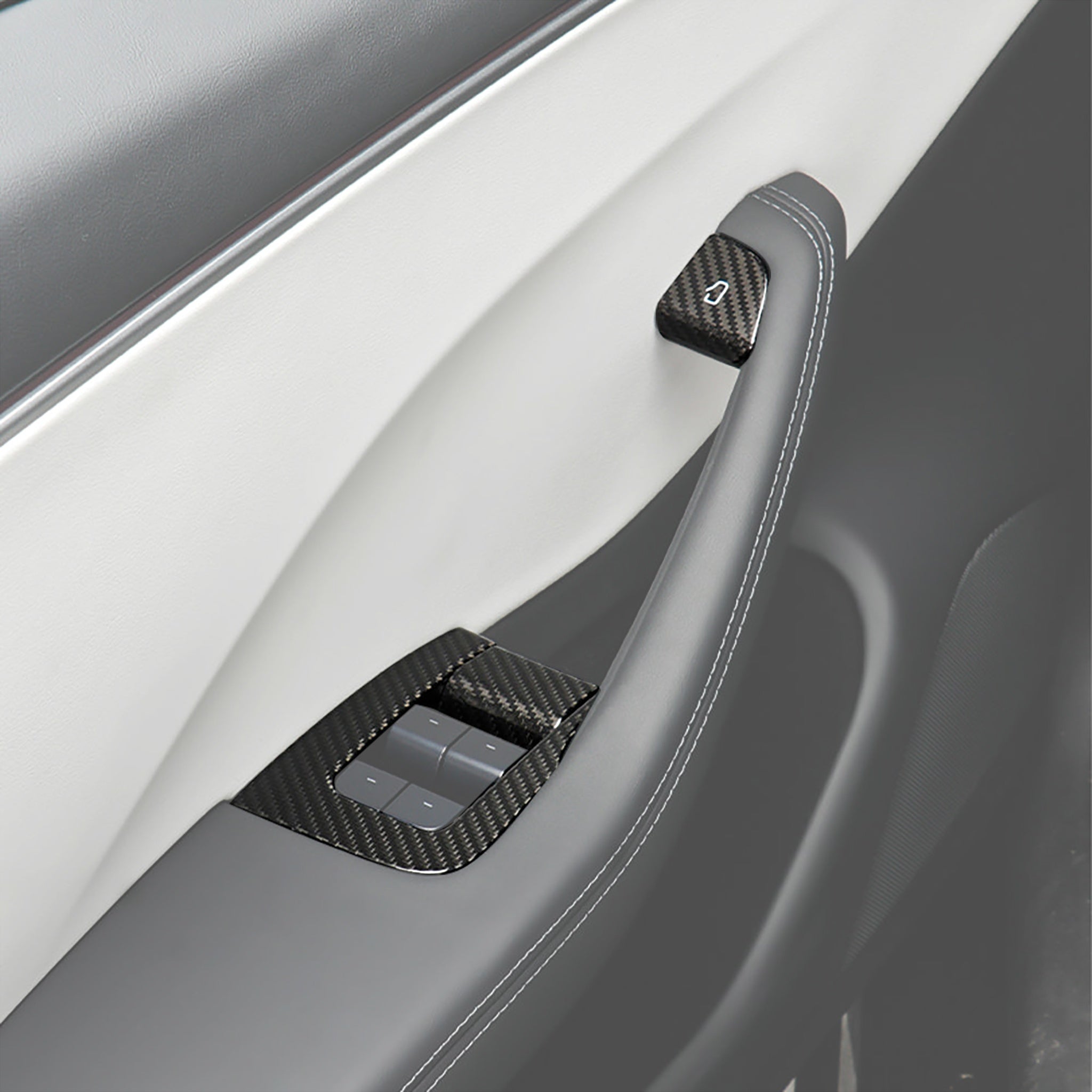 Real Carbon Fiber Window Switch Trim Cover For Tesla Model 3 highland