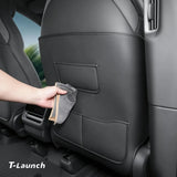 Nappa Leather Front Seat Back Kick Mats for Tesla Model Y L 2026+