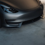 Sporty Front Lip Spoiler for Tesla Model 3 (2017-2023.09) | ABS Plastic Body Kit in Glossy/Matte Black & Carbon Fiber
