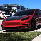 Sporty Front Lip Spoiler for Tesla Model 3 (2017-2023.09) | ABS Plastic Body Kit in Glossy/Matte Black & Carbon Fiber