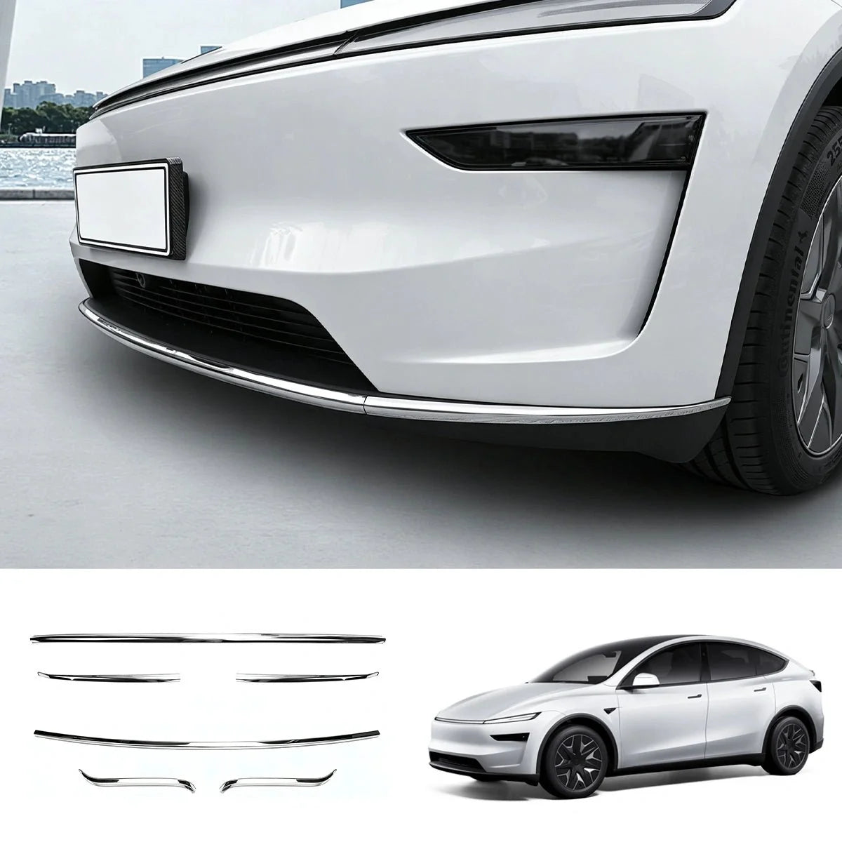 Stainless Steel Front & Rear Bumper Protection Trim for Tesla Model Y L 2026+