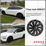 Tessgo 19" Überturbine Style Wheel Covers for Model Y Juniper – Matte Black Hubcaps for Crossflow Wheels, OEM Fit Upgrade