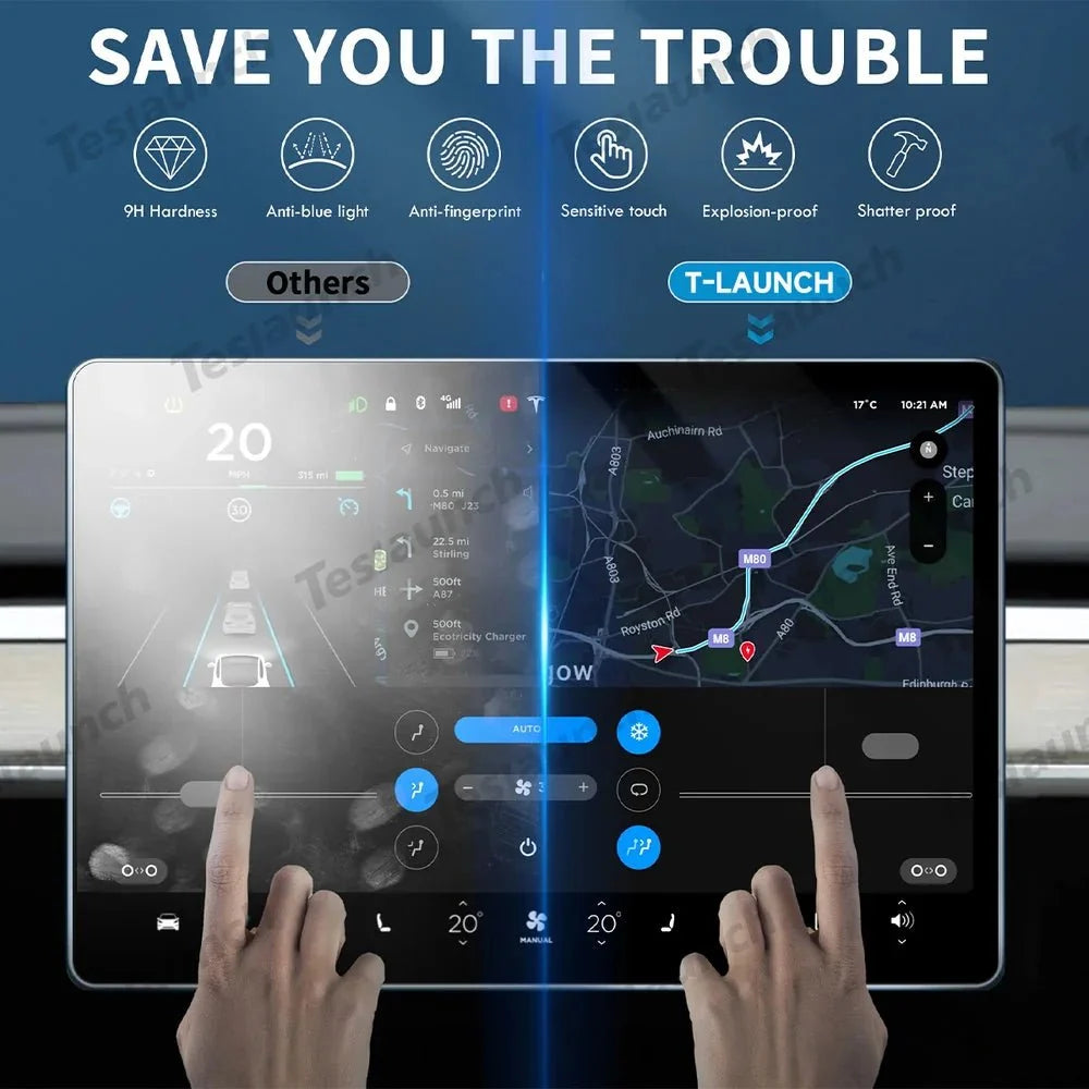 16" Front & Rear 9H Tempered Glass Screen Protector for Tesla Model YL 2026+