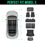 Tessgo All-Weather Floor Mats & Liners Full Set for Right-Hand Drive Tesla Model 3 2024+ (8 PCS)