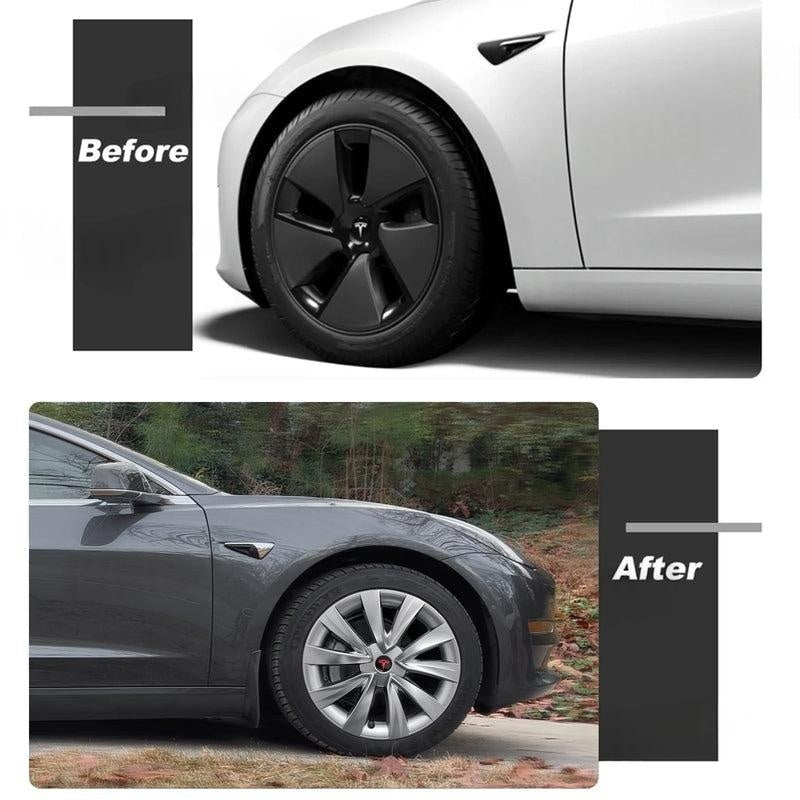 Sport Style 18" Wheel Covers for Model 3 2017–2023 Matte Black Set of 4