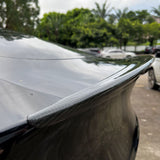 Close up of Real Carbon Fiber Spoiler for Tesla Model Y/3 – Sleek Design, Aerodynamic Boost, Perfect Fit