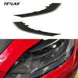 Carbon Fiber Headlight Eyebrow Trim Replacement For Tesla Model 3 & Y