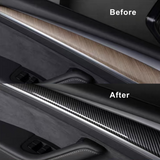 Before vs After installation: Tesla Model 3&Y with Real Carbon Fiber Front Door Trim Covers