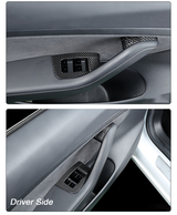 Real Carbon Fiber Window Switch Trim Cover for Tesla Model 3 & Model Y – Luxury Interior Upgrade