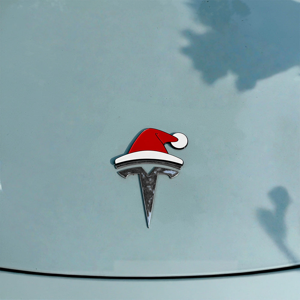 TESSGO Christmas Santa Hat Emblem Stickers FOR Tesla S 3 X Y Cybertruck