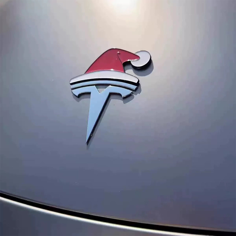 TESSGO Christmas Santa Hat Emblem Stickers FOR Tesla S 3 X Y Cybertruck