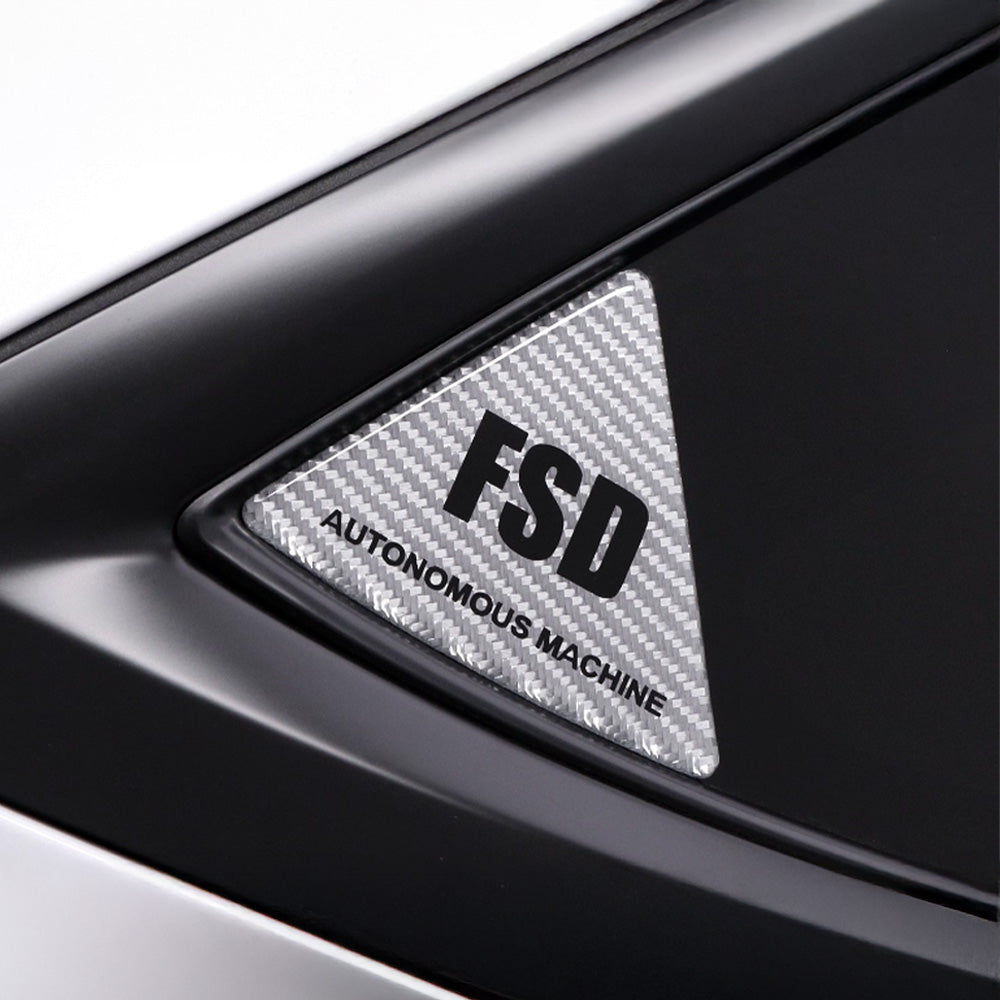 Tesla Model 3 & Y Carbon Fiber Rear Quarter Window Trim (FSD Mark)