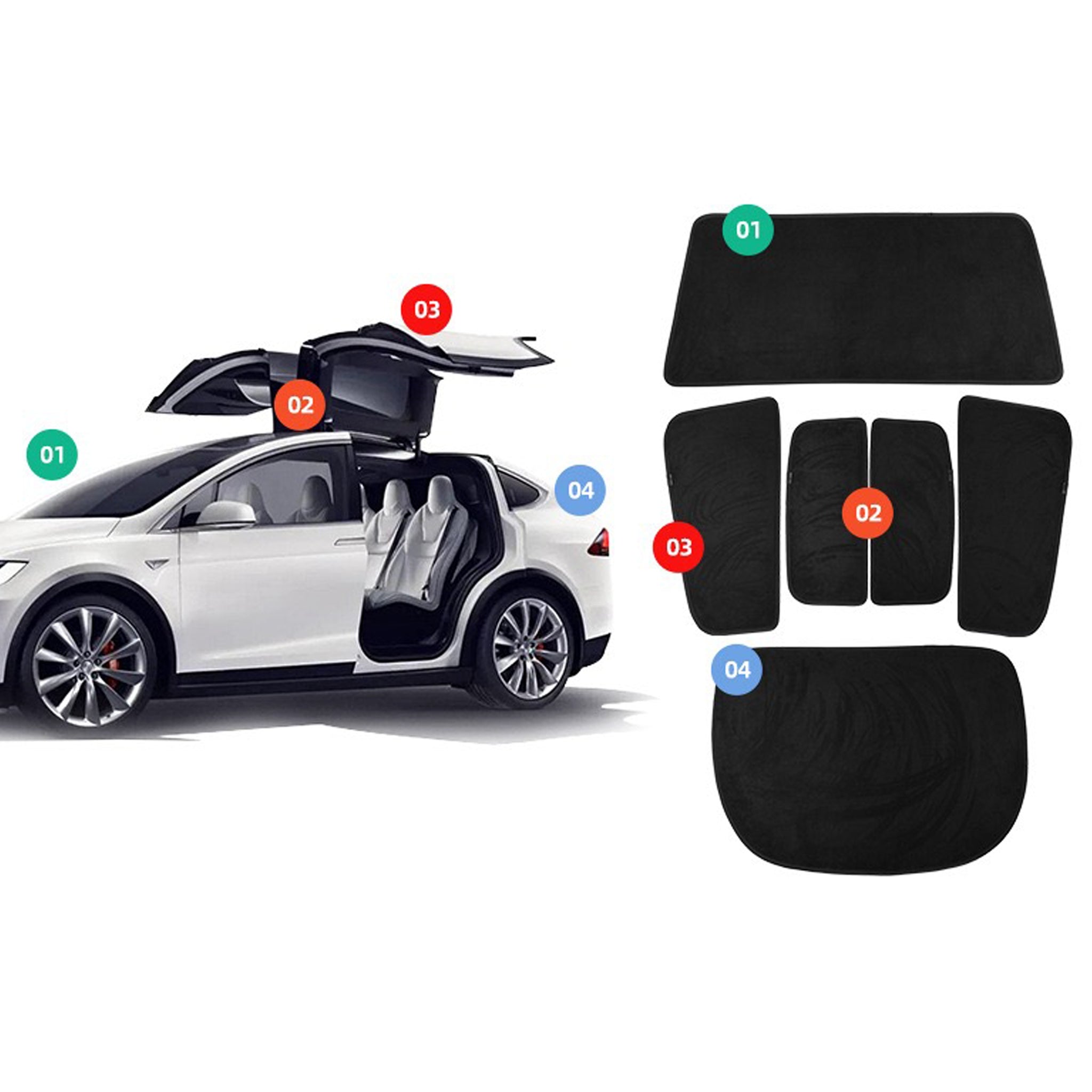 2016-2025+ Model X Windshield & Window Sunshade ( 6 pieces)