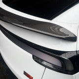 Detail of Model Y Juniper V-Style Carbon Fiber Rear Spoiler-glossy