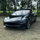 Sporty Front Lip Spoiler for Tesla Model 3 (2017-2023.09) | ABS Plastic Body Kit in Glossy/Matte Black & Carbon Fiber