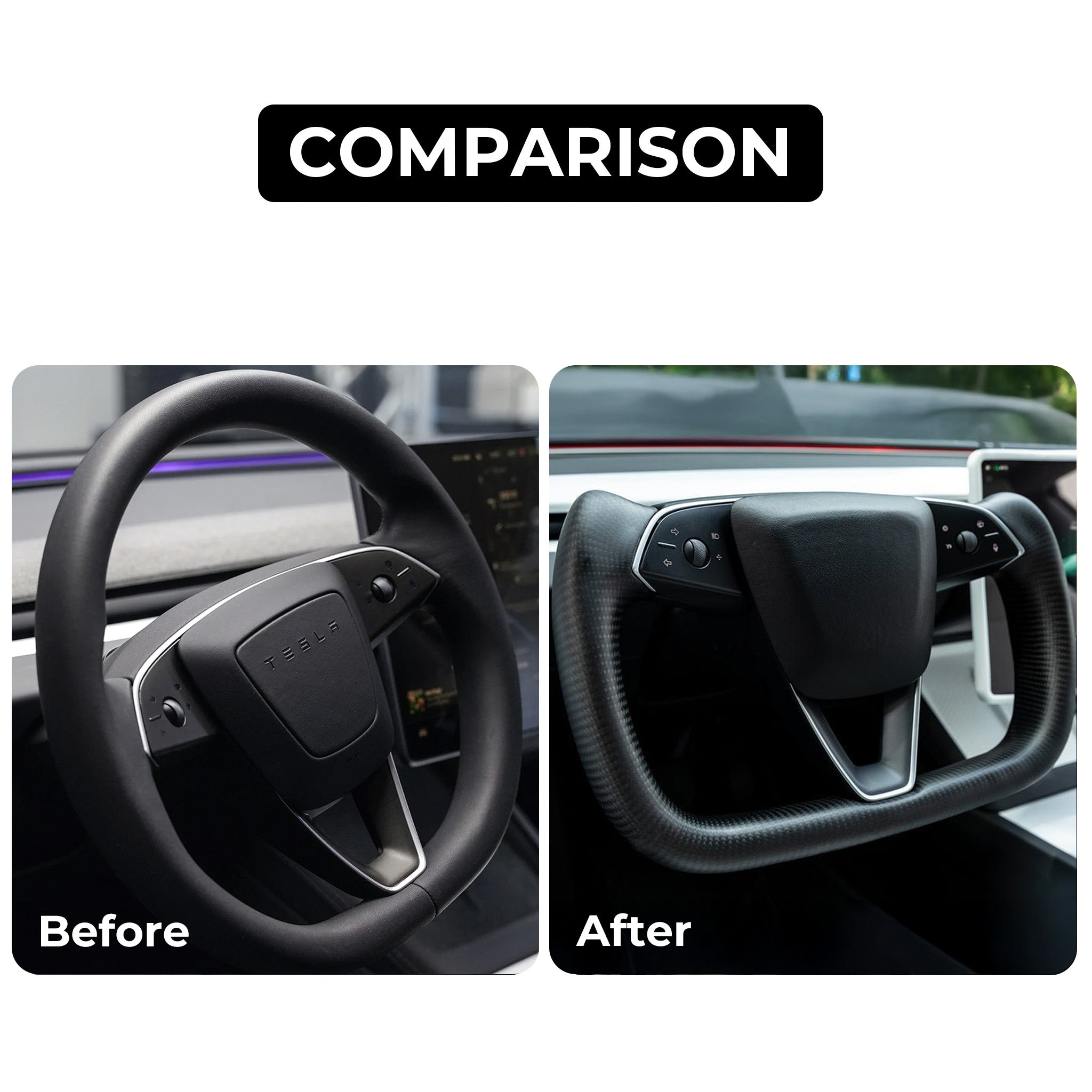 Tessgo Heated Carbon Fiber Yoke Steering Wheel for Model 3 Highland