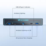 2024+ Tesla Model 3 Premium Center Console USB Hub with 27W Fast Charging & 7-Color Ambient Lighting