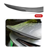 Matte finish of Carbon Fiber Spoiler installed on Tesla Model 3 Highland
