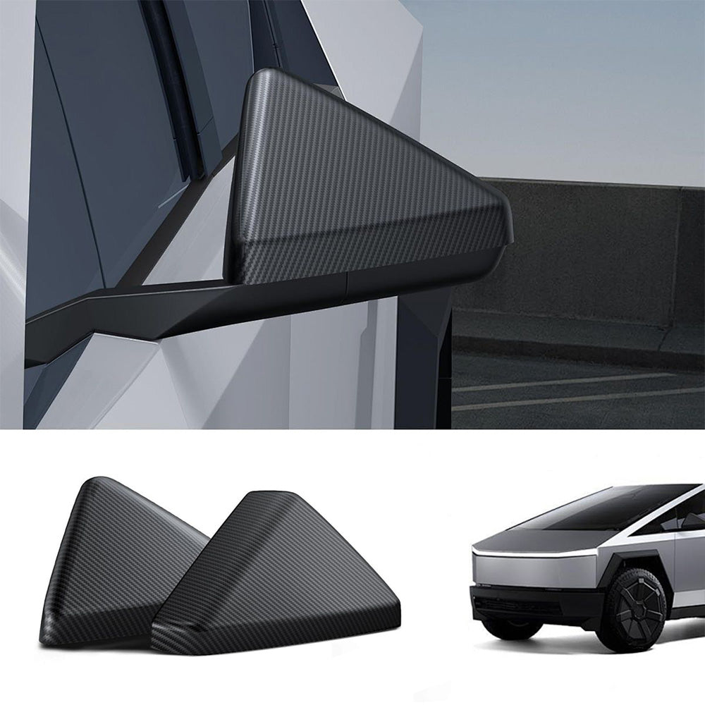 Tesla Cybertruck Real_Carbon Fiber MirrorCaps GlossMatte Finish OEM Fitment No Drill Installation