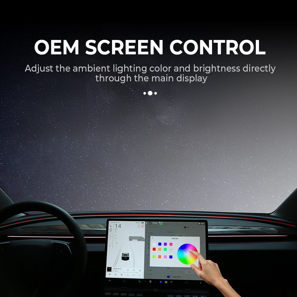Tesla LED Ambient Light Upgrade Kit for Model 3 & Model Y (2017–2025) – Intelligent Blind Spot Alerts, RGB Interior Lighting & Smart Driving Indicators