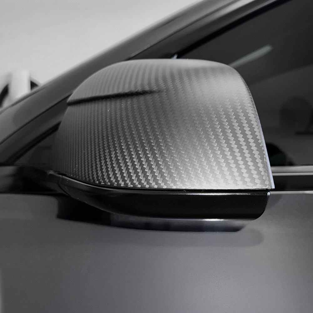 Tesla Model 3 2017-2024+ Carbon Fiber Mirror Caps | Model Y Juniper-Inspired Aerodynamic Design