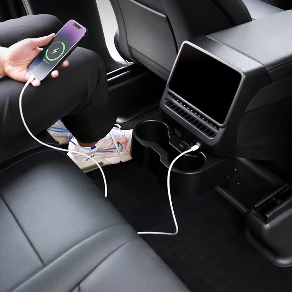 Tesla Model 3 Highland & Model Y Juniper Rear Cup Holder Organizer | Multi-Functional Vent-Mounted Center Console Upgrade