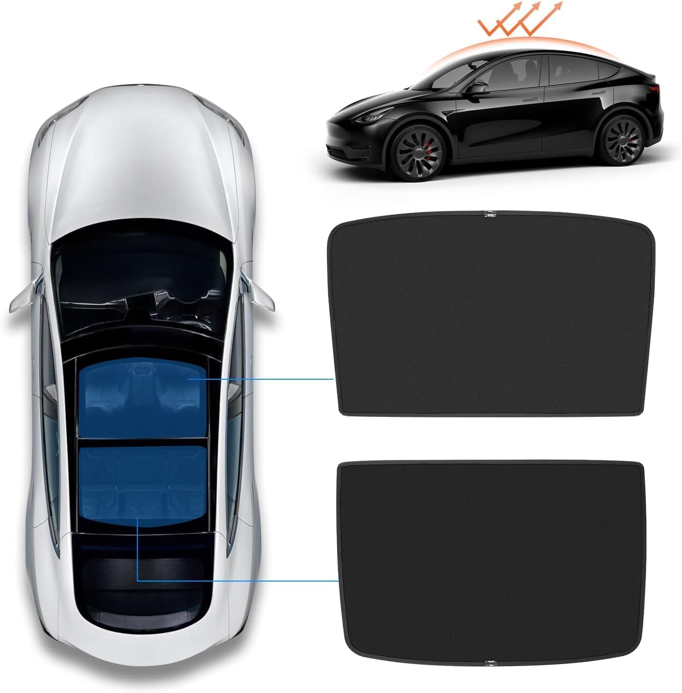 Tesla Model 3 & Model Y Sunroof Sunshade – Ultimate Heat & Sun Protection, Easy Installation, Reduces Glare & Battery Drain