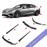 Bundle: Full Carbon Fiber Aero Kit for Tesla Model S (2021–2025) – Front Lip, Side Skirts, Rear Diffuser & Spoiler