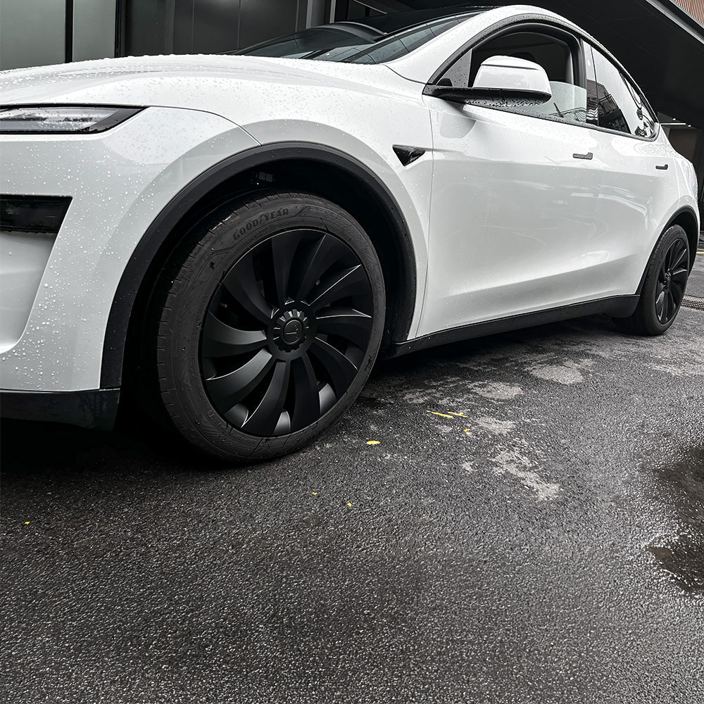 19'' Uberturbine-Style Wheel Covers for Tesla Model Y Juniper shooting