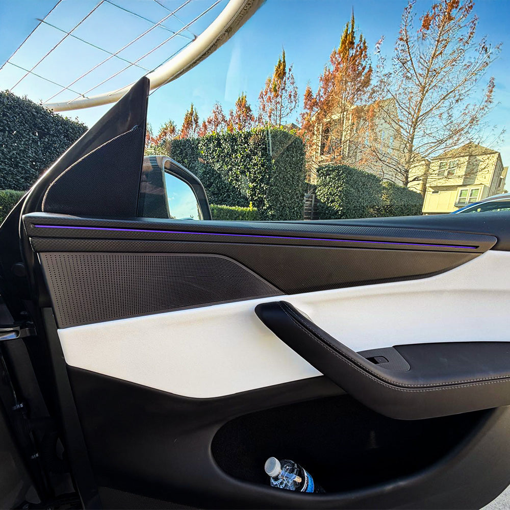 Tesla Model Y Juniper Carbon Fiber Door Panel Trim Covers 2025.03+
