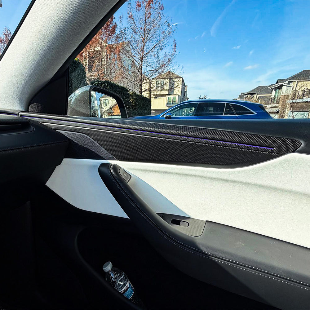 Tesla Model Y Juniper Carbon Fiber Door Panel Trim Covers 2025.03+