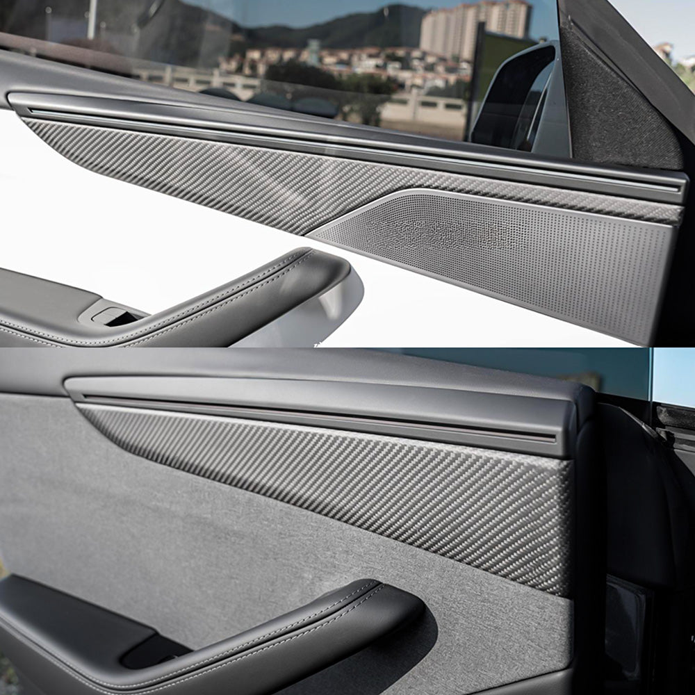 Tesla Model Y Juniper Carbon Fiber Door Panel Trim Covers 2025.03+