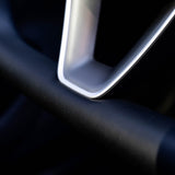 close up of 2024+Tesla Model 3 Highland Yoke Steering Wheel