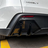 Close-up of the left of Tesla Model Y Juniper ABS Split Rear Diffuser