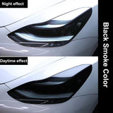 Tesla Model 3/Y/X/S & 2024 Model 3 Headlight PPF Pre-Cut Protection Film - UV-Activated Smoke Tint, Anti-Scratch TPU Cover