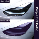 Tesla Model 3/Y/X/S & 2024 Model 3 Headlight PPF Pre-Cut Protection Film - UV-Activated Smoke Tint, Anti-Scratch TPU Cover