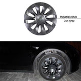 Teego 20 inch Model Y Wheel Covers with Induction Style Center Gun Grey Wheel Caps