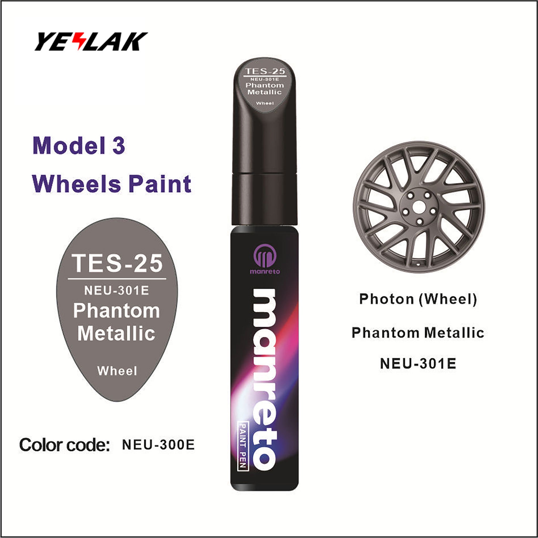 Tesla Touch-Up Paint Pen Repair Kit - Precision Color Match for All Tesla Models & Wheels
