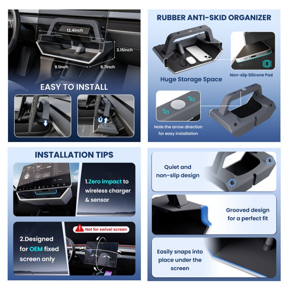 Under Screen Storage Organizer for Model Y Juniper / 3 Highland