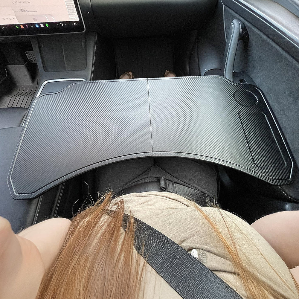 Universal Foldable Car Tray Table for Tesla Model S, X, 3, Y | Multi-Functional Travel Desk for Work, Dining & Makeup