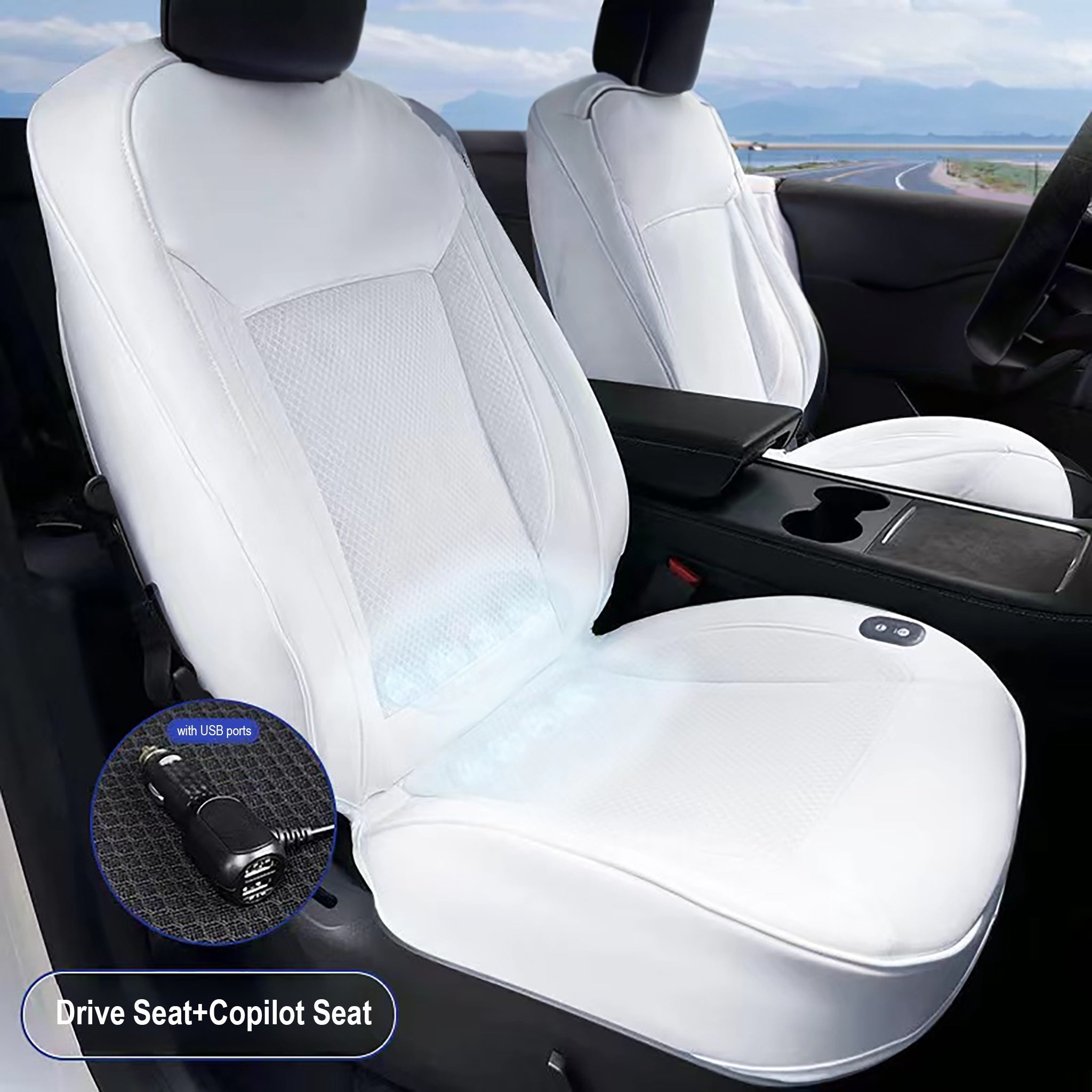 Tesla Ventilated Cooling Seat Cushion – Breathable Summer Comfort with Auto Start & 10 Silent Fans
