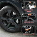Wheel Covers for Model Y Juniper 19" Crossflow Wheels OEM-Style Black Wheel Caps 4PCS