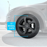 Wheel Covers for Model Y Juniper 19" Crossflow Wheels OEM-Style Black Wheel Caps 4PCS