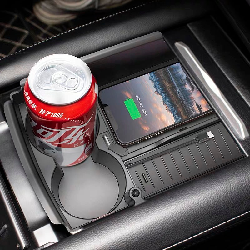 Wireless Phone Charging Organizer with Cup Holder for Tesla Pre-refresh Model S / X