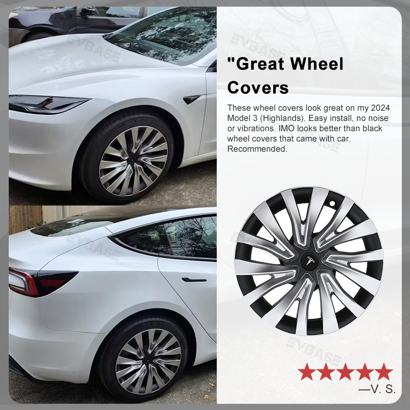 Tessgo 18" Nova Style Dual-Color Wheel Covers for Tesla Model 3 Highland
